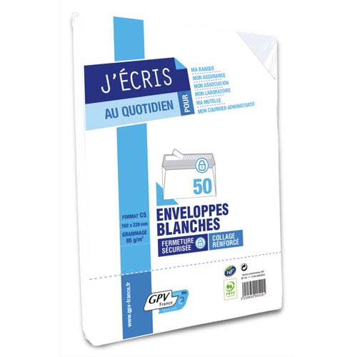 GPV Paquet de 50 enveloppes Blanches auto-adhésives 80 grammes format 162x229mm réf 528 photo du produit Principale L