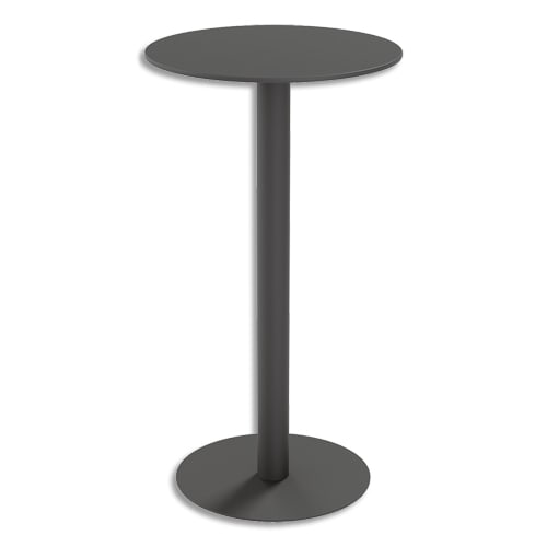 PAPERFLOW Table de restauration Cross ronde haute 60cm. Pied noir et plateau noir photo du produit Principale L