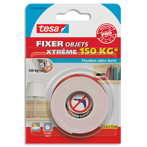 TESA Adhésif de fixation double-face Mounting Extrême 150kg. Dimensions 19 mm x 1.5 m photo du produit Principale L