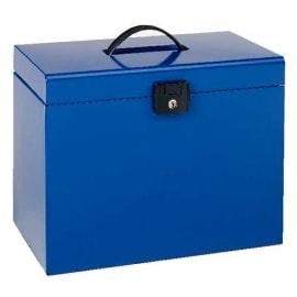 ESSELTE Valise de classement en métal. Livrée avec 5 dossiers. Dimensions: 6,8x28,7x23,4cm. Coloris Bleu photo du produit