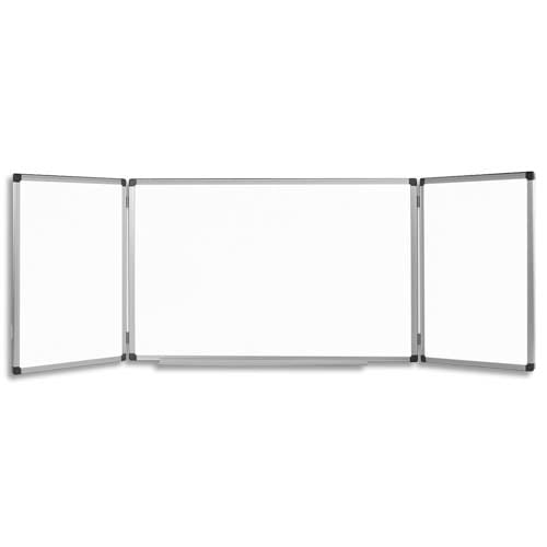 BI-OFFICE Tableau triptyque Blanc laqué, magnétique effaçable à sec, repose-stylos Format L300 x H100 cm photo du produit Principale L