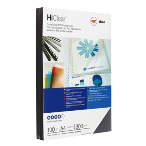 GBC Boîte de 100 Couvertures HiClear A4, 300 microns, transparents CE013080E photo du produit Principale L