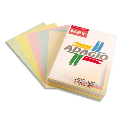 INAPA Ramette 50 feuilles x 5 teintes papier couleur pastel & vive ADAGIO assortis pastel&vifs A3 80g photo du produit Principale L