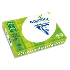 CLAIREFONTAINE Ramette 500 feuilles tres Blanc A4 80gr CIE161, 50% fibres vierges, 50% recyclées EQUALITY photo du produit