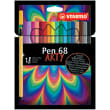 STABILO Pen 68 ARTY feutre de dessin pointe moyenne - Etui carton de 18 feutres - Coloris assortis photo du produit