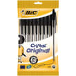 BIC Pochette de 10 tylo bille Cristal Original. Pointe Moyenne 1,0 mm. Encre Noire photo du produit