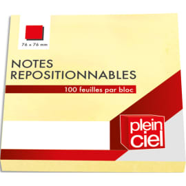 PLEIN CIEL Bloc de 100 feuilles repositionnables 76x76 Jaune photo du produit