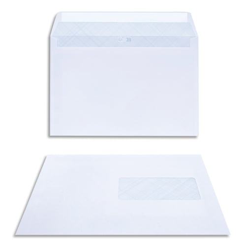 Enveloppes blanches autoadhésives 80g C5 fenêtre 45x100mm boîte de 500