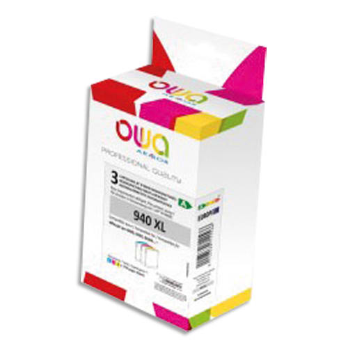 OWA Pack de 3 cartouches compatibles Jet d'encre Cyan, Magenta, Jaune HP 940XL K10424OW photo du produit Principale L