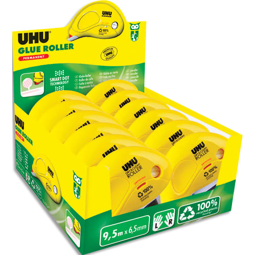 UHU Pack éco 12 rollers glue Dry & Clean jetable permanent 9,5mx6,5mm photo du produit Principale L