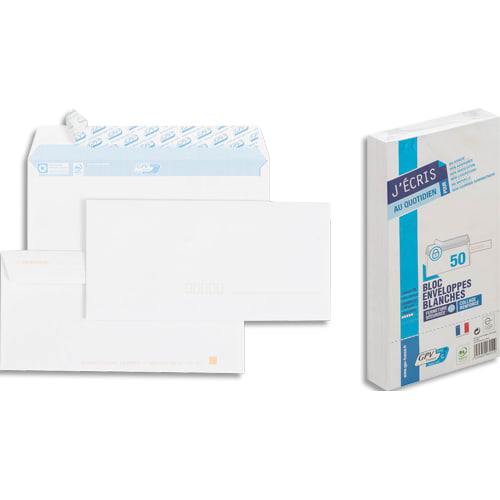 GPV Bloc de 50 enveloppes post bloc 90 grammes format 110x220 mm photo du produit Principale L