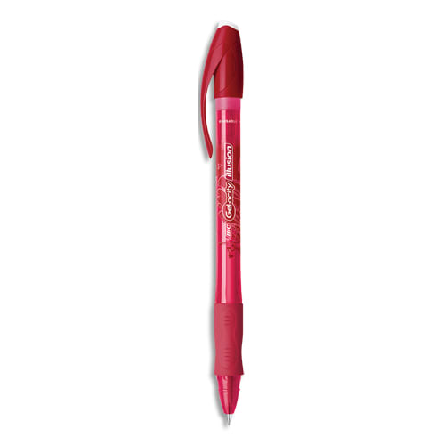 BIC Gel-ocity Illusion Stylos Gel Effaçables Pointe Moyenne (0,7 mm) - Rouge photo du produit