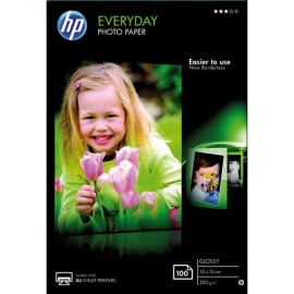 HP Pack de 100 Papier photo Everyday Jet d'encre brillant 200g 10x15 CR757A photo du produit