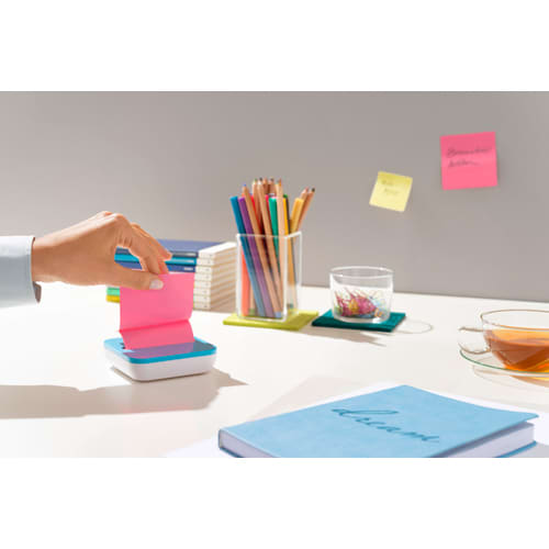 POST-IT Lot de 8 blocs Z-Notes Super Sticky coloris ass 76x76mm, 90 feuilles + Dévidoir BOX Bleu offert photo du produit Secondaire 1 L