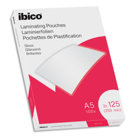 IBICO Pack de 100 pochettes de plastification brillantes A5, 125 microns 627315 photo du produit