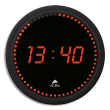 ALBA Horloge à LED cadre plastique Noir lentille en verre D30cm affichage numérique Rouge à quartz photo du produit