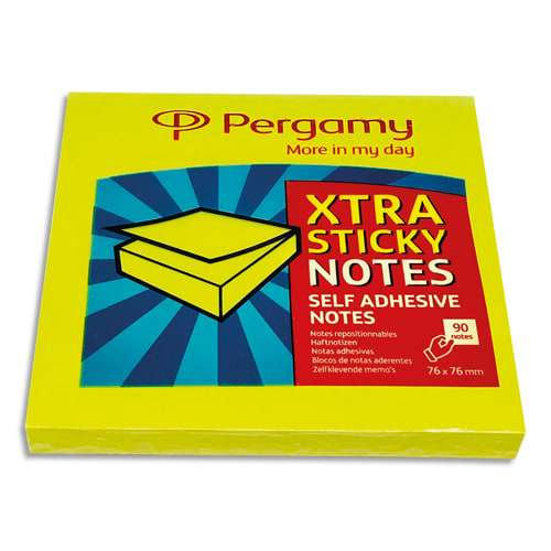 POST-IT Notes adhésives repositionnables - Jaune néon - 76 x 76 mm