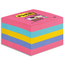 POST-IT Cube Super Sticky couleurs assorties - 440 feuilles - 76 mm x 76 mm photo du produit