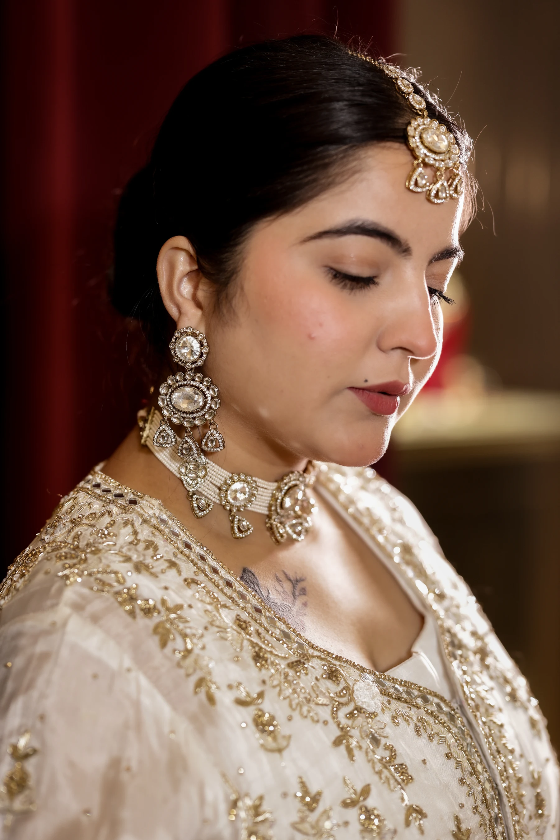 Mehrunissa Ivory & Silver Zardozi Open Jacket & Flared Gown Ensemble thumbnail 4