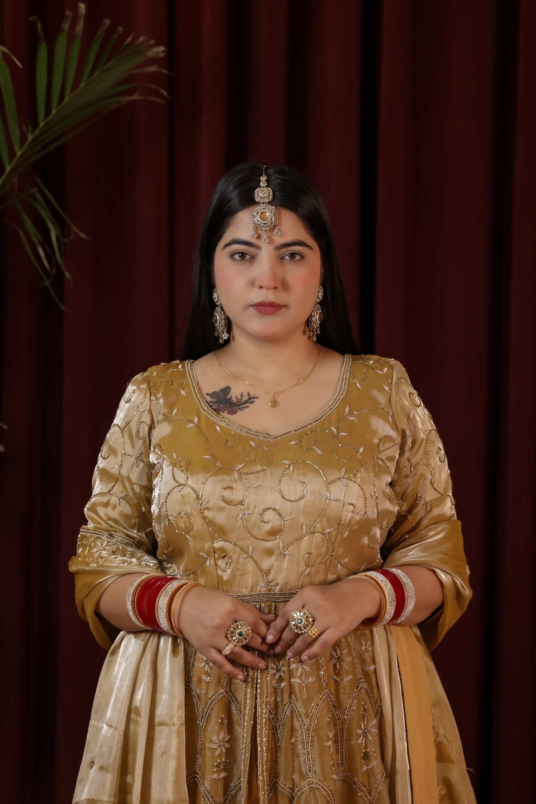 Zarina Antique Gold Metallic Tissue Kalidar Set — alternate view
