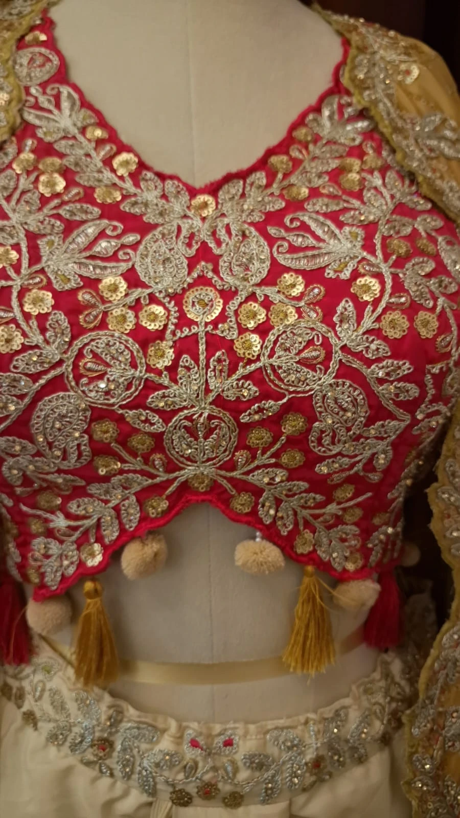 Mayuri Mustard Gold & Crimson Embroidered Indo-Western Cape Set — photo 6