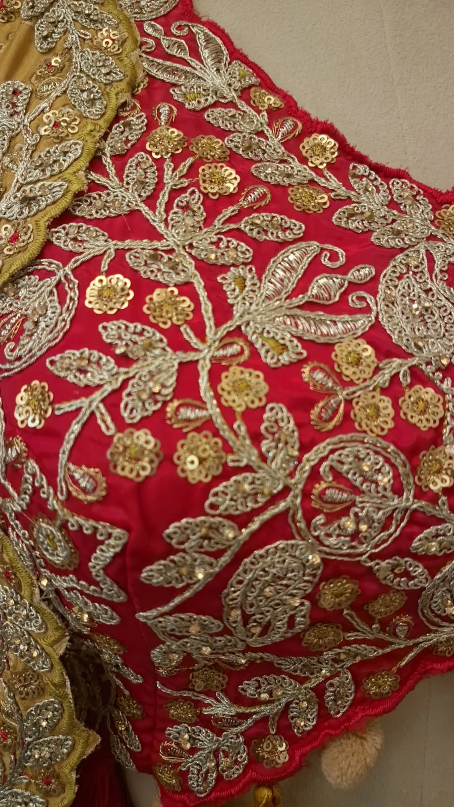 Mayuri Mustard Gold & Crimson Embroidered Indo-Western Cape Set thumbnail 8