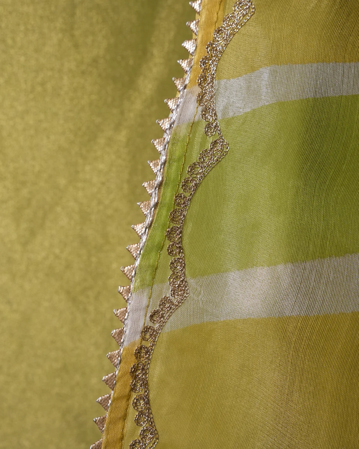 Afshan Lime Green Handcrafted Zari Silk Suit — photo 4