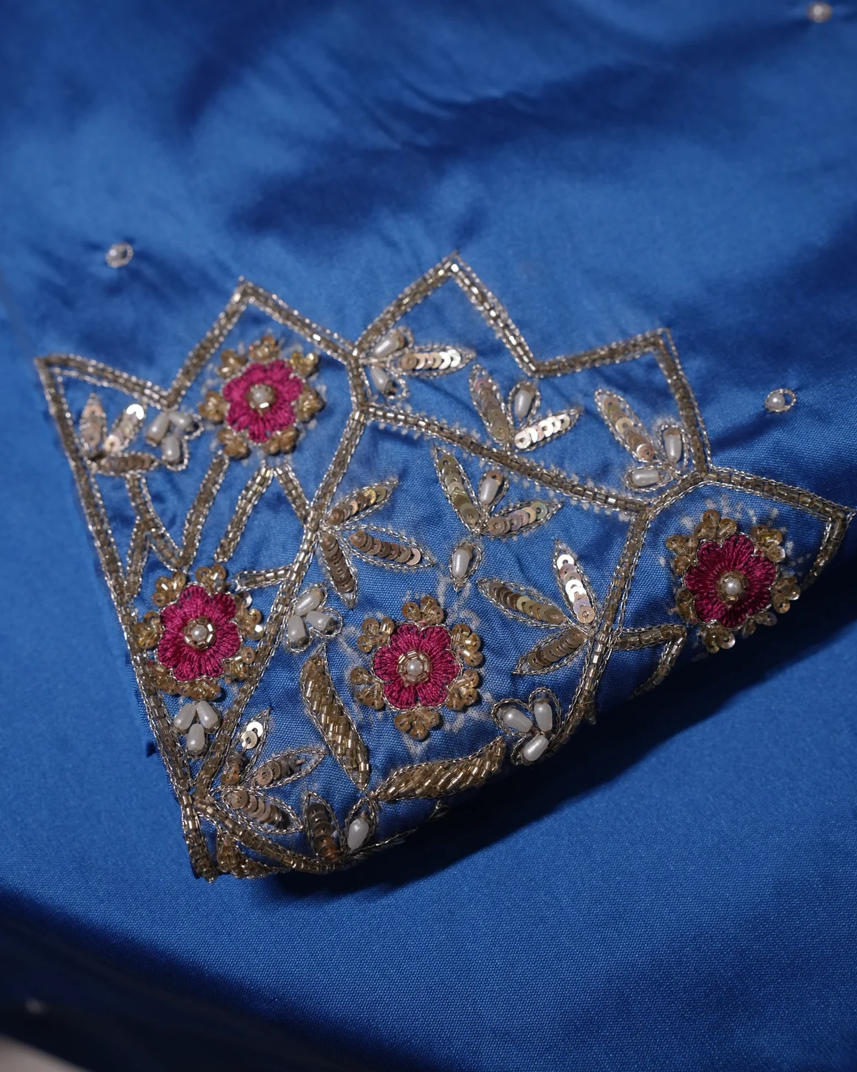 Jahanara Sapphire Blue Handcrafted Zardozi Silk Suit — alternate view