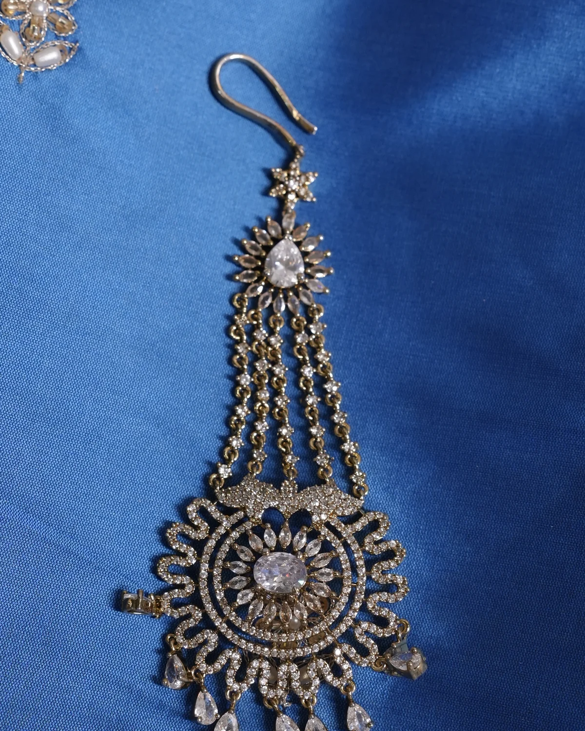 Jahanara Sapphire Blue Handcrafted Zardozi Silk Suit — photo 5
