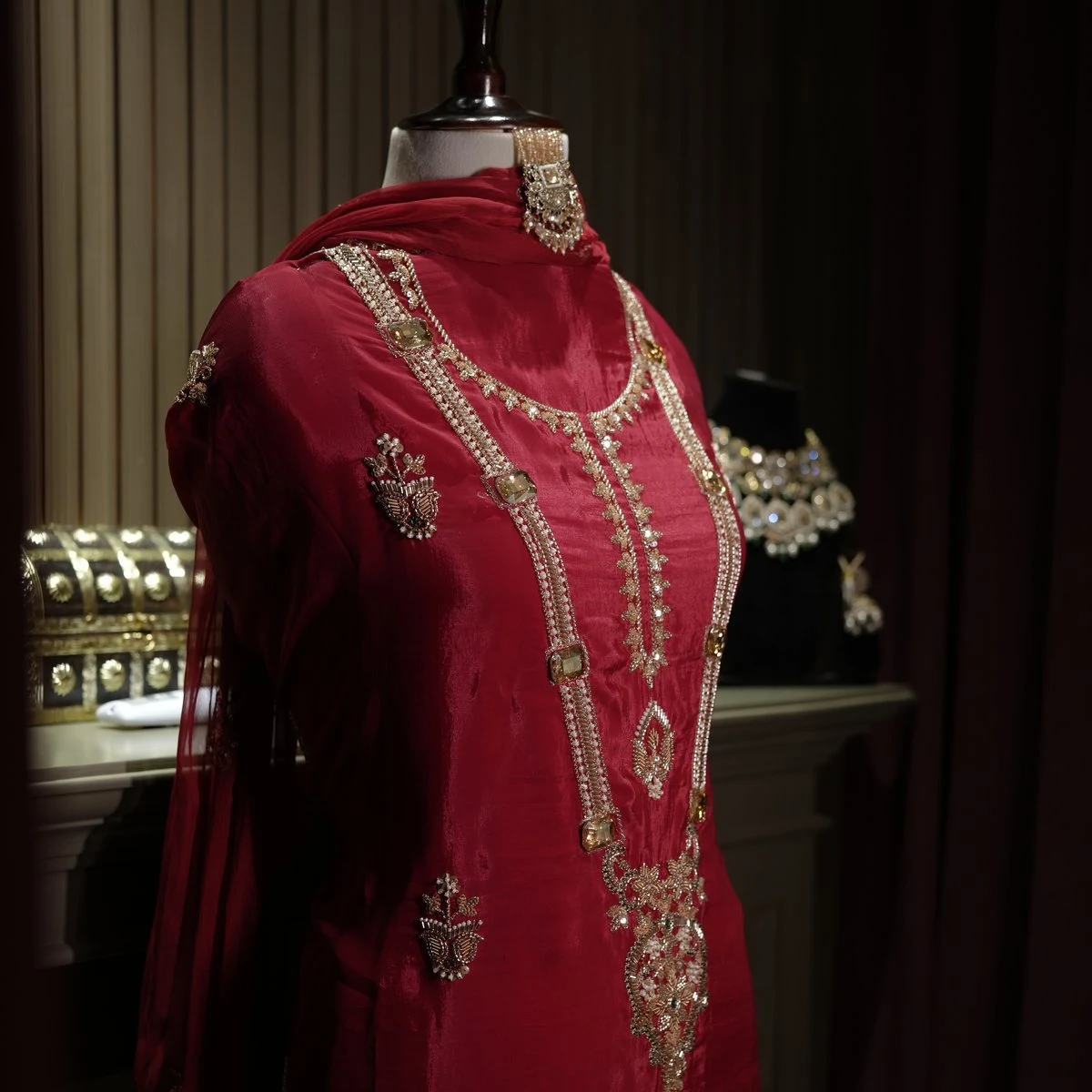 Zeenat Handcrafted Unstitched Silk Suit thumbnail 12