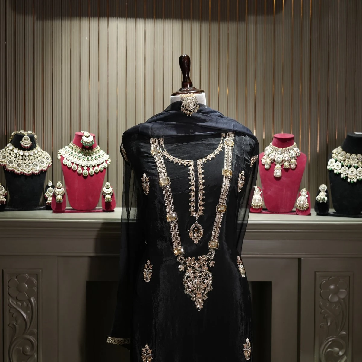 Zeenat Handcrafted Unstitched Silk Suit — alternate view