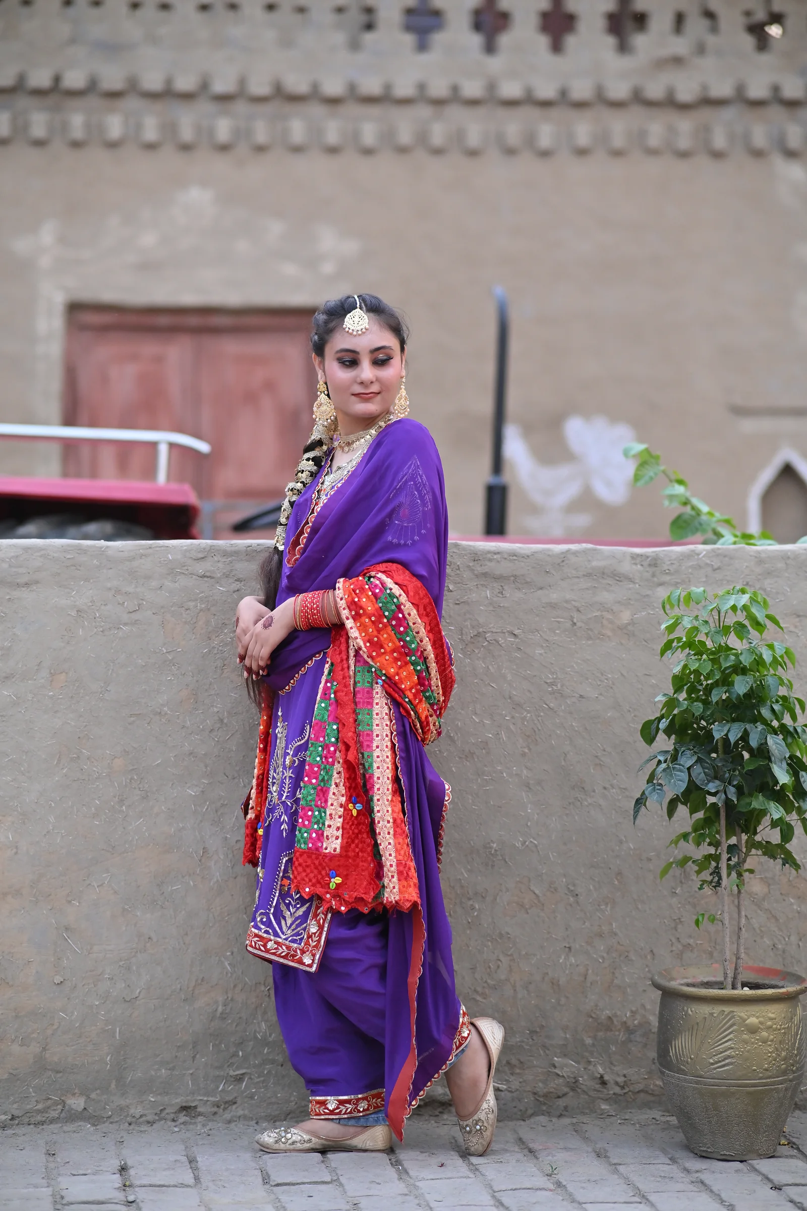 Simran Royal Purple Phulkari Hand-Embroidered Punjabi Salwar Suit — photo 3
