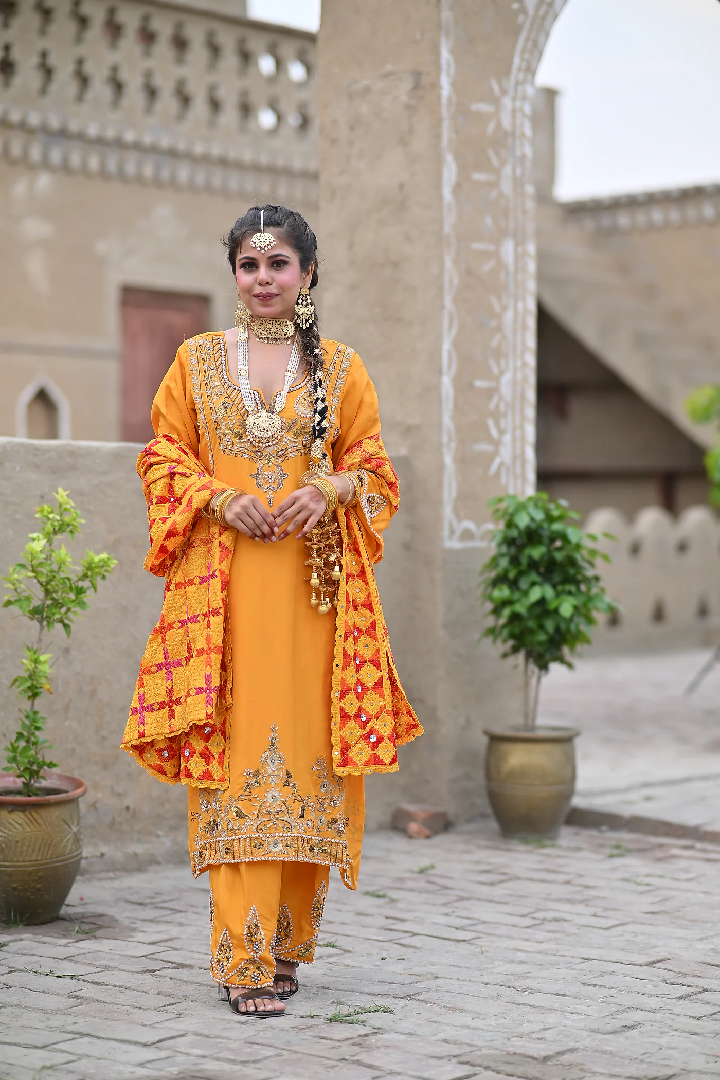 Basanti Sunshine Yellow Zardozi Embroidered Punjabi Salwar Suit