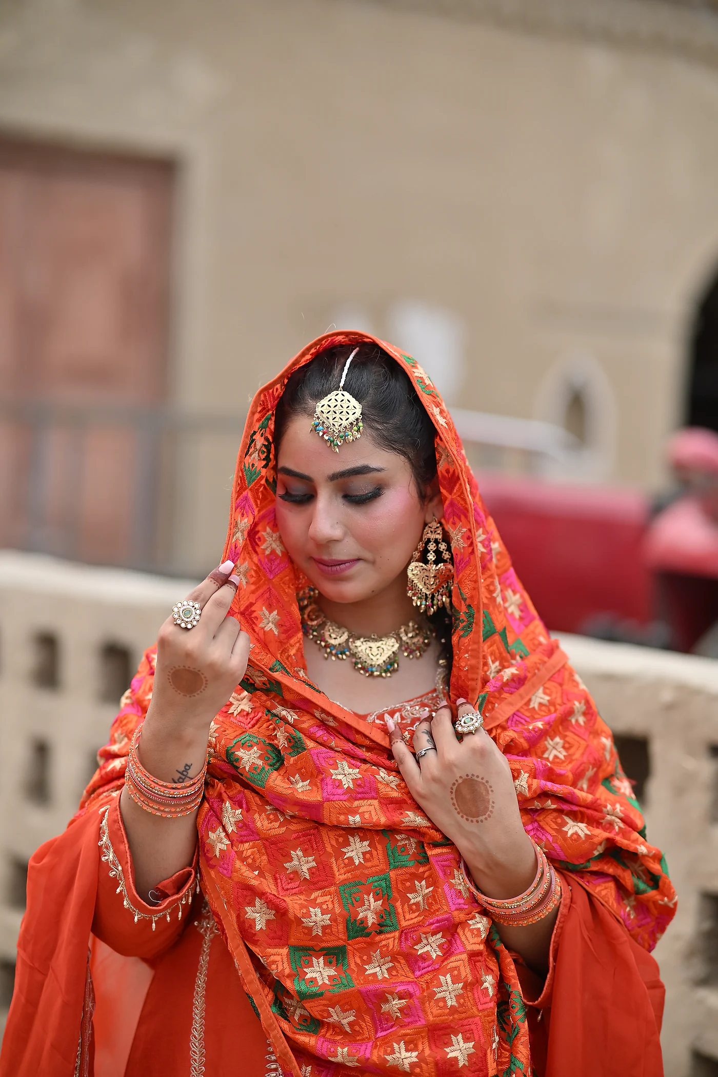 Heer Rust Orange Hand-Embroidered Punjabi Salwar Suit — photo 3