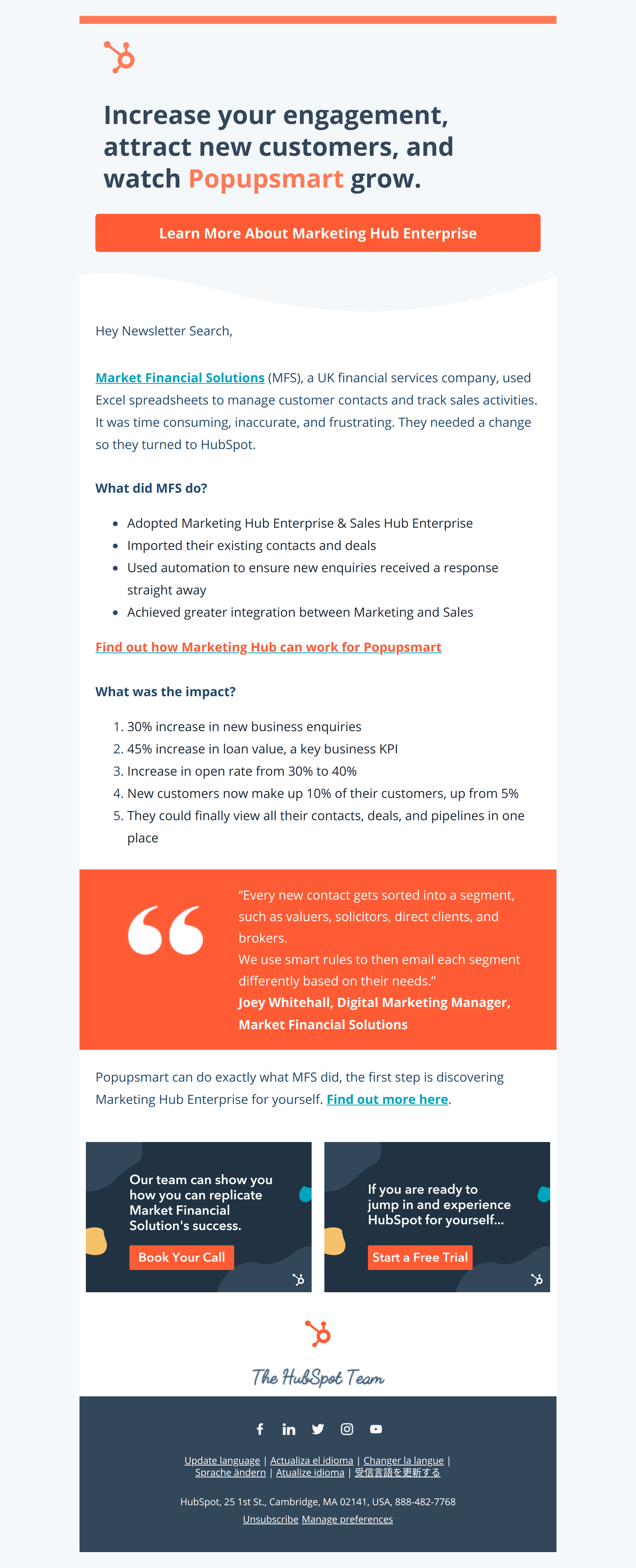 Could Popupsmart benefit from a 30% increase in new business enquiries? - The HubSpot Team Newsletter