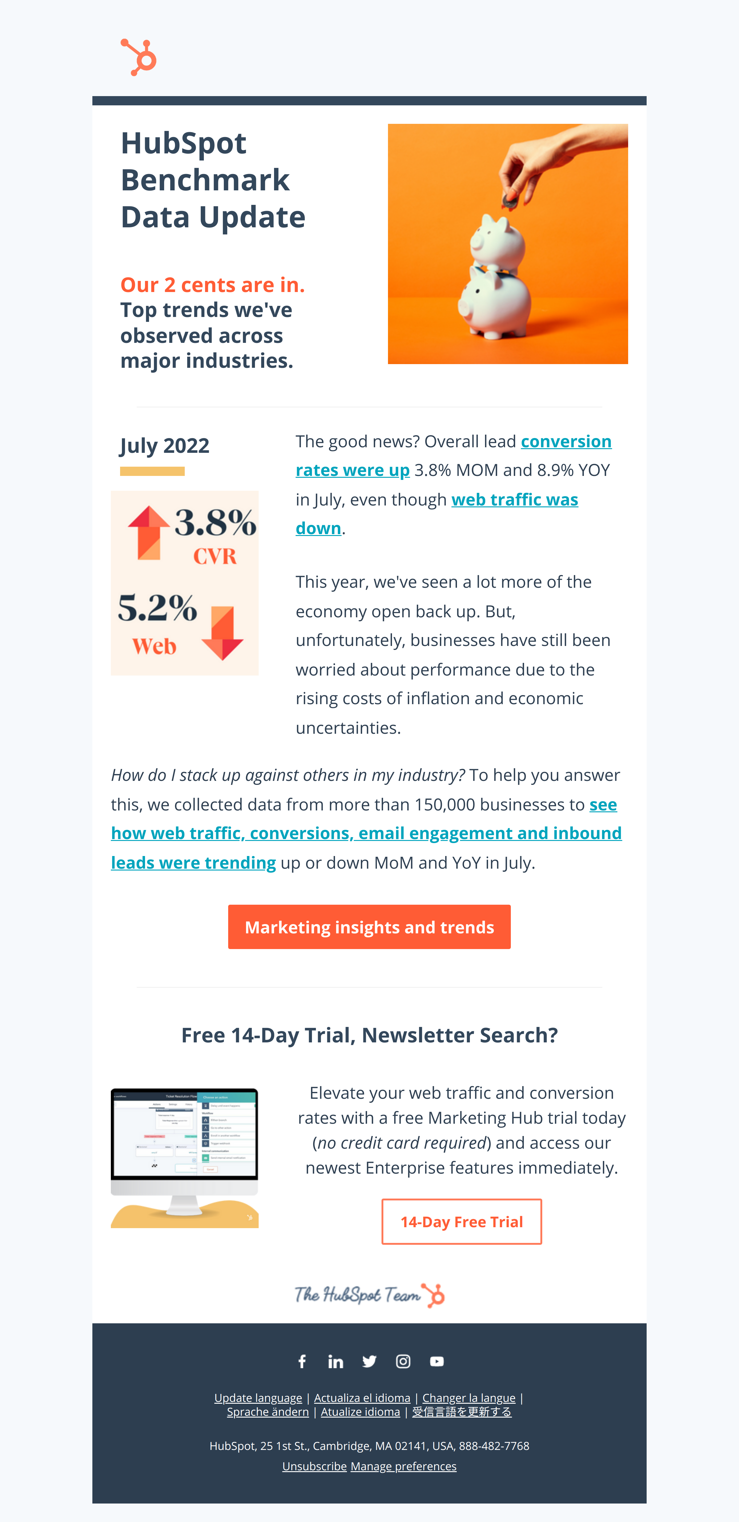 Newsletter Search, your latest industry benchmark updates are here - The HubSpot Team Newsletter