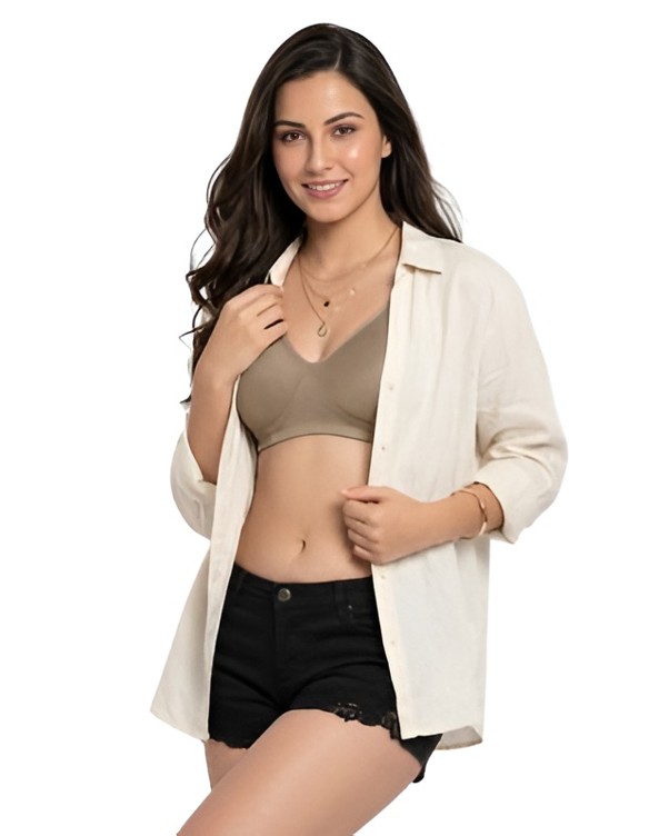 Beige Cotton Non-Padded Everyday Bra for Women | Breathable & Comfort