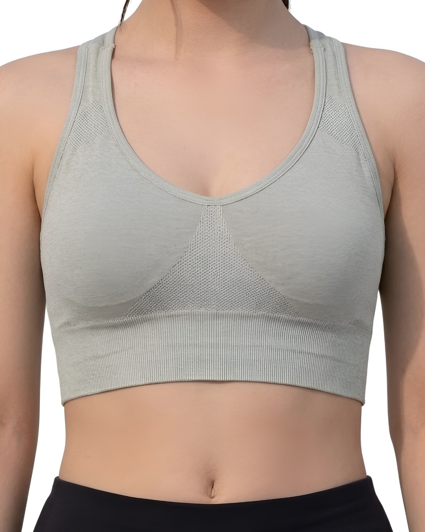 Women’s Grey Racerback Cotton Sports Bra 2