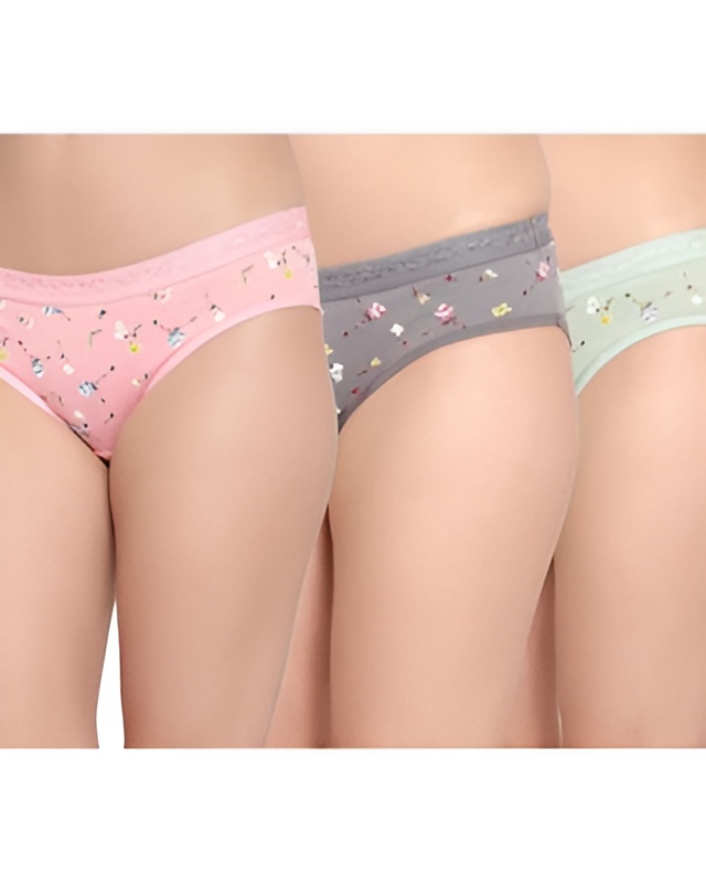 Women Floral Print Cotton Panty Pack of 3 1