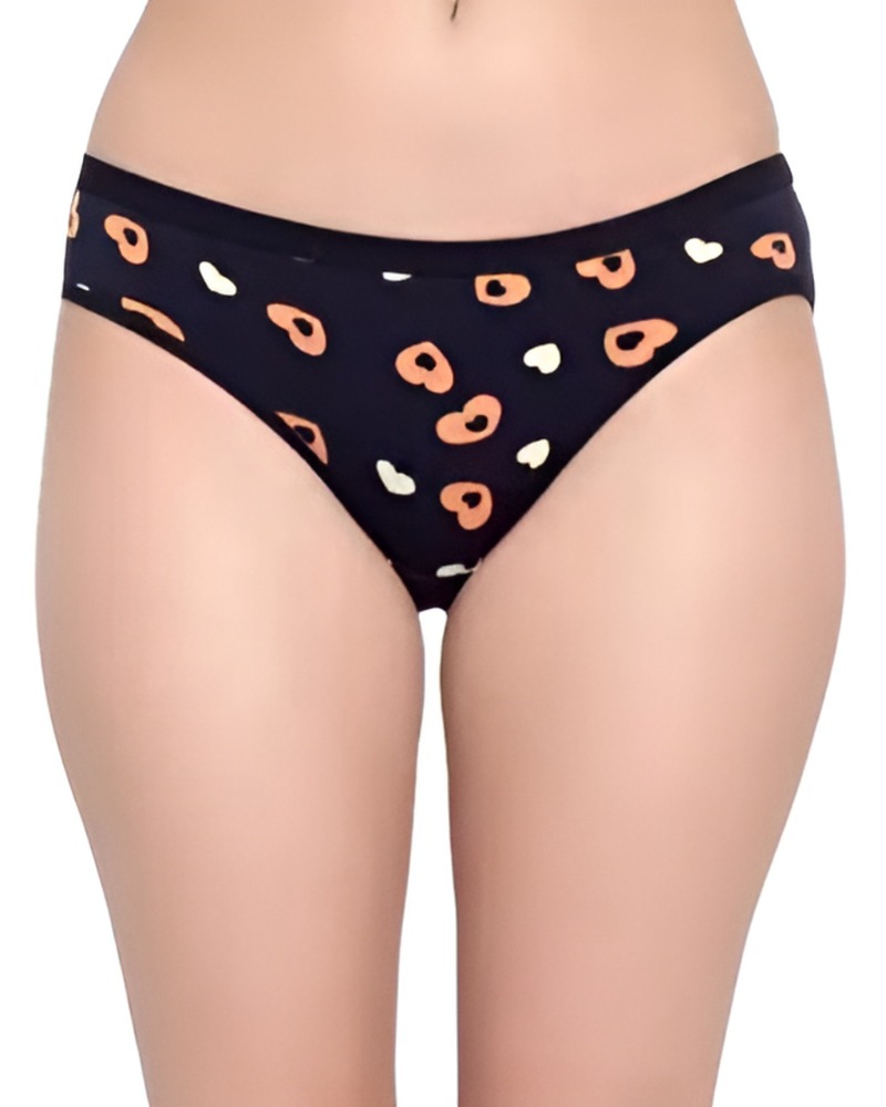 Black Printed Cotton Panty for Women
