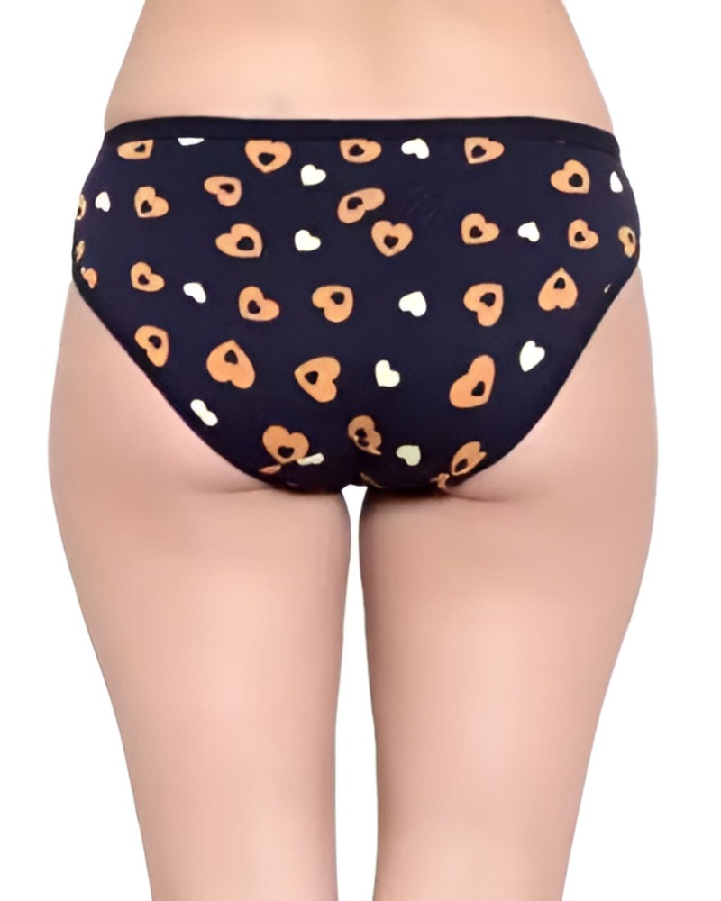 Black Printed Cotton Panty for Women 2