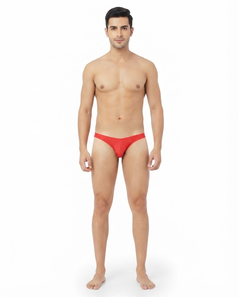 Men’s Red Micro Modal Brief – Soft Stretch Low-Rise Innerwear for Everyday Comfort 5