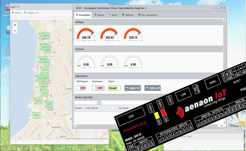 aenaon solutions - aenaon IoT - εφαρμογές smart city - Συστήματα διαχείρισης πινάκων οδοφωτισμού με υποστήριξη GIS - street lights pillars control systems