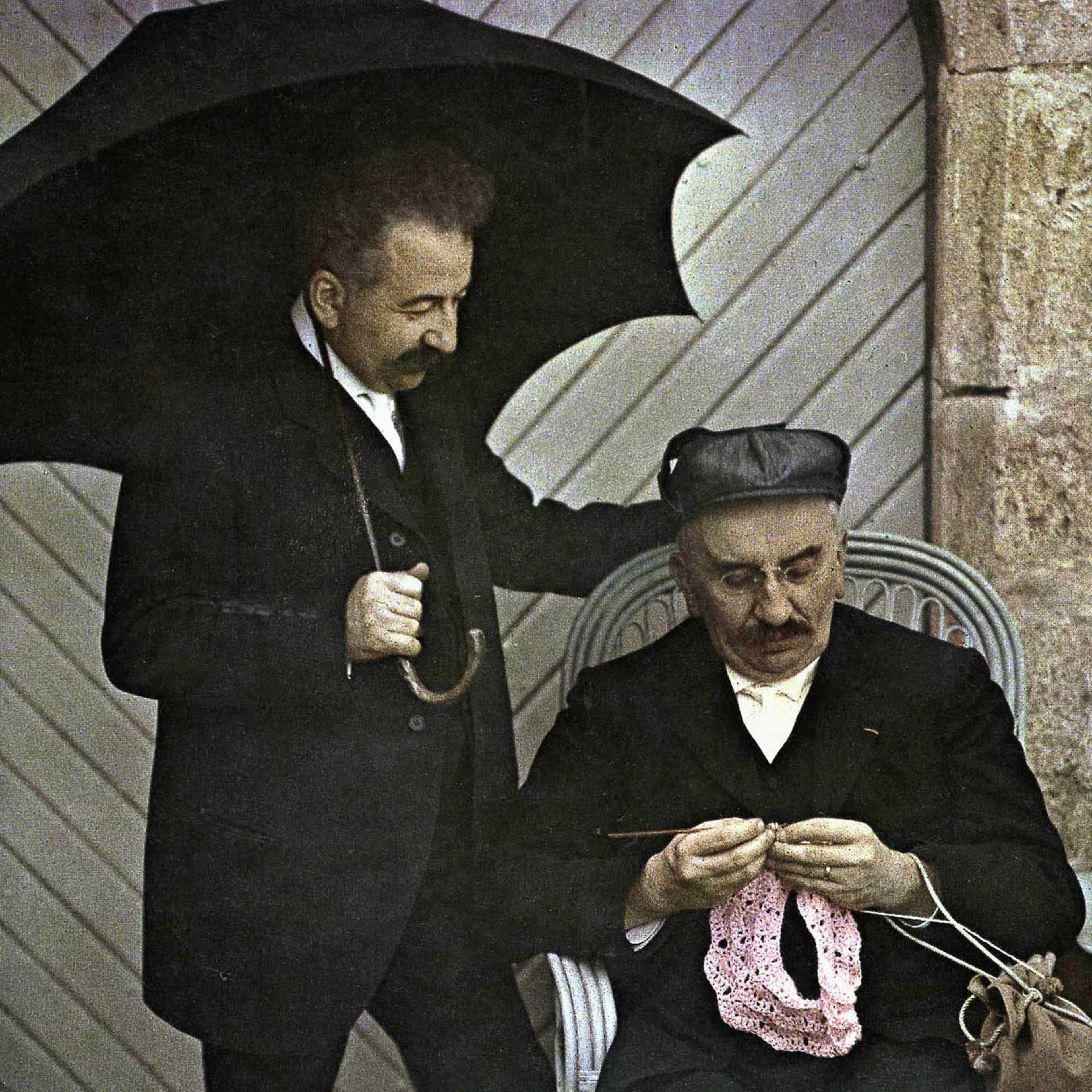 the brothers Louis and Auguste Lumiere, inventors of color photography and inventors of the cinema, Autochrome picture taken in 1906-1912 (color photo on glass, 1st color photography process invented in1903)