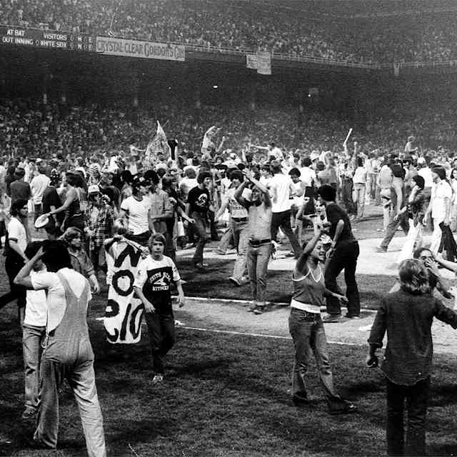 Disco demolition night at in Comiskey Park in Chicago, Illinois, July 12, 1979