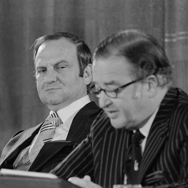 Henry Ford II and Lee Iacocca at a News Conference