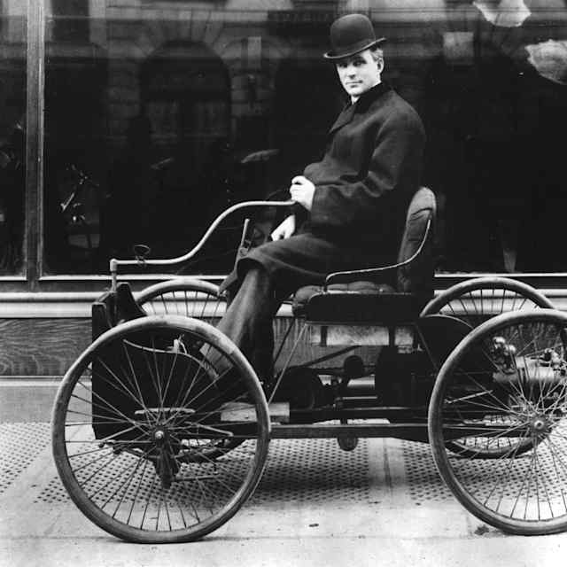 Henry Ford driving his Quadricycle, circa 1896.