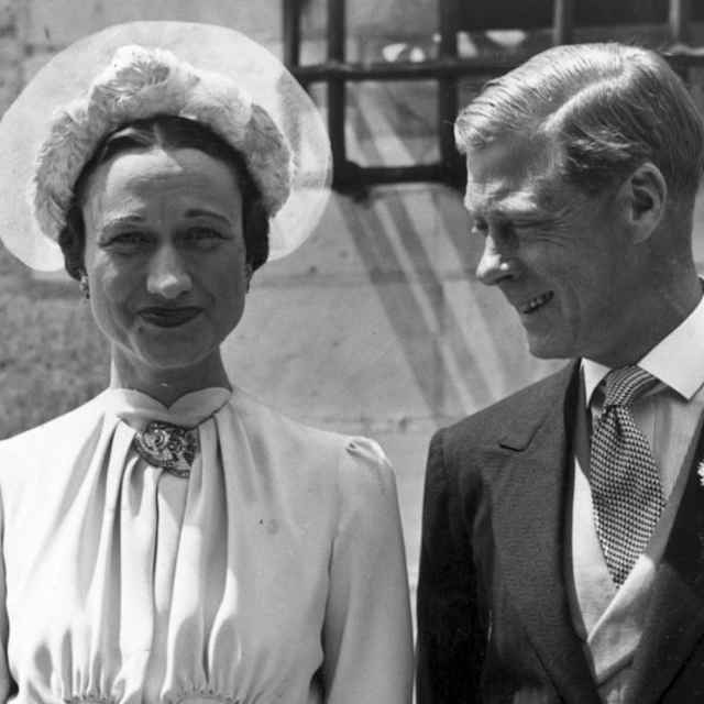 The Duke of Windsor with Wallis Simpson at the Chateau de Conde, France, on their wedding day. (Credit: Hulton Archive/Getty Images)