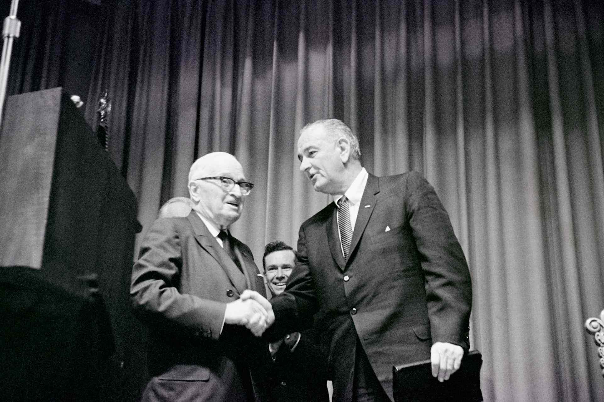 H. Truman & L. Johnson Shaking Hands