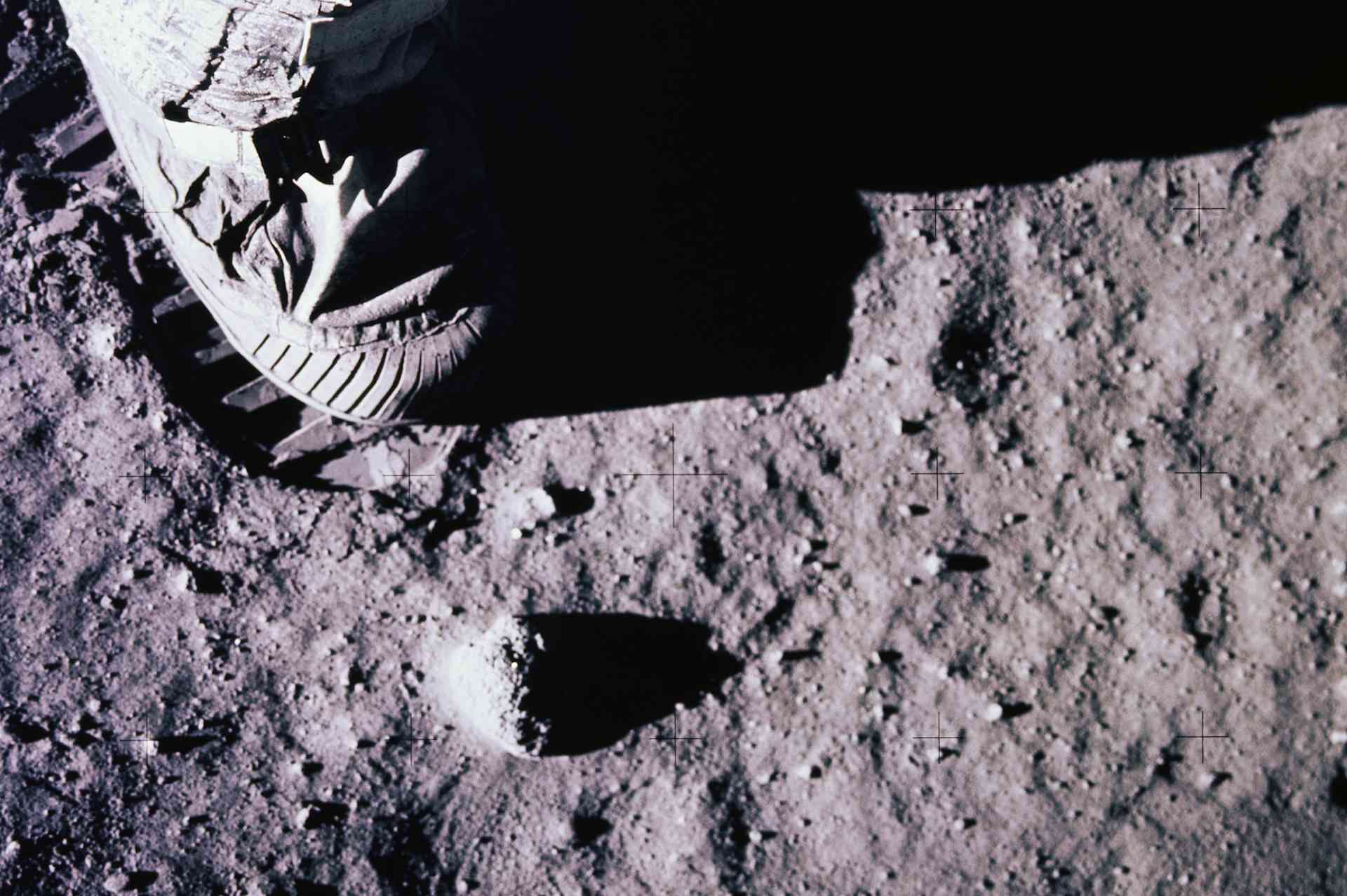 Neil Armstrong Planting Boot onto Moon Surface